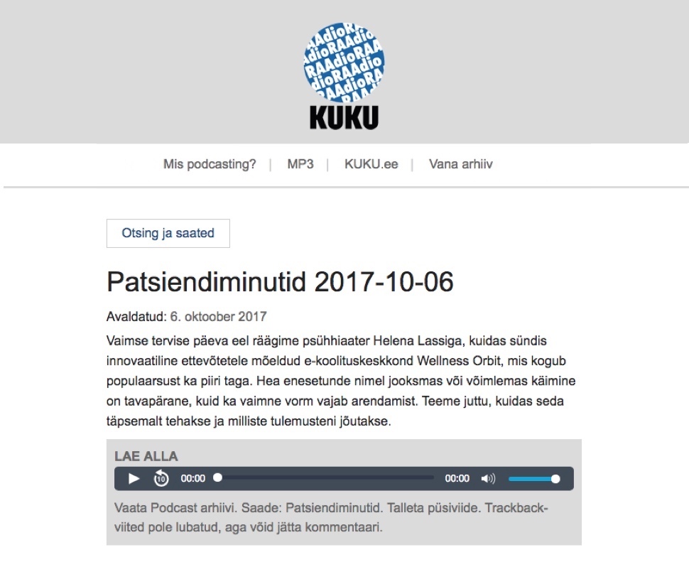 Vaimse tervise päeva intervjuu Dr Helena Lassiga, KUKU Raadio